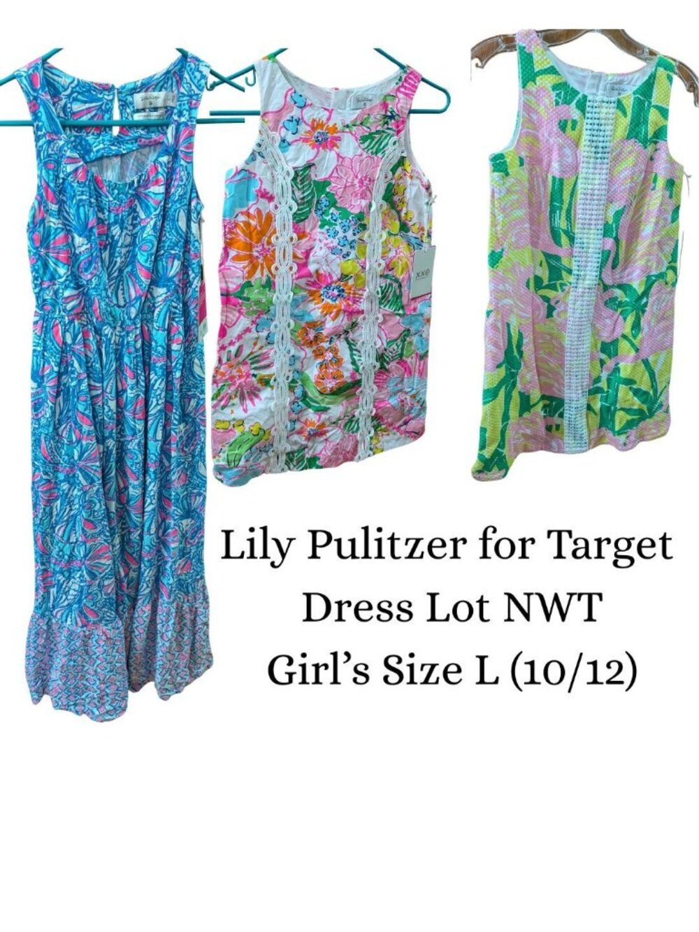 Lilly Pulitzer For Target Girls Dress Lot NWT Size L (10/12) Floral Prints Vibra